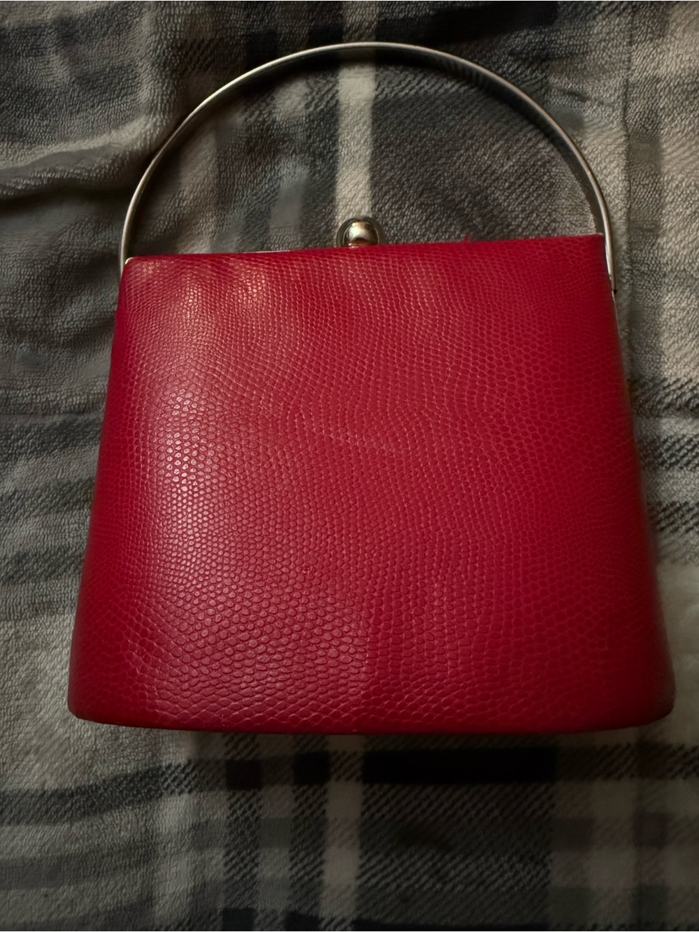 Vintage Red Bellstone lizard embossed leather handbag